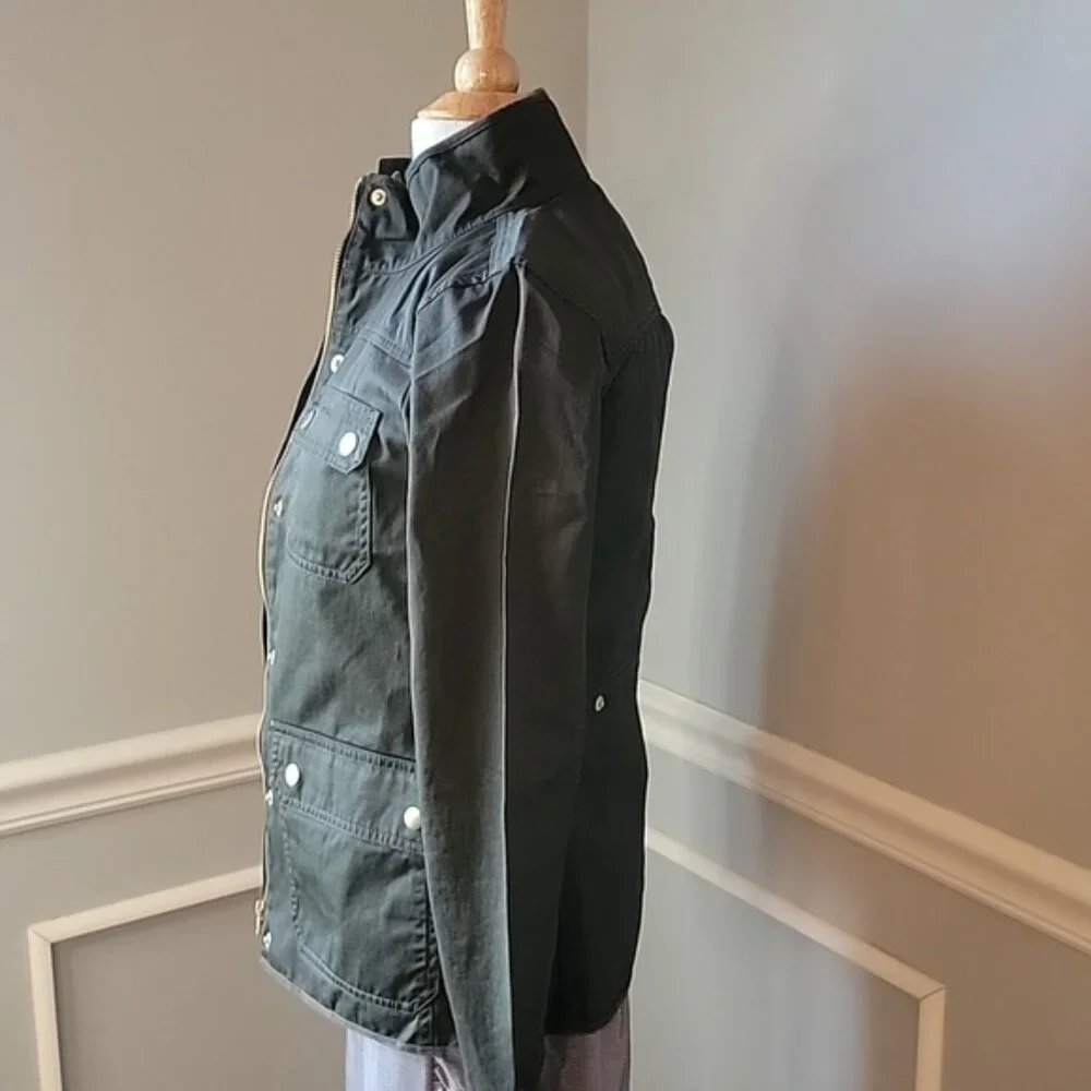 J.CREW Army‎ Green Gold Snap Full Zip Lightweight Field Barn Preppy Jacket XXS